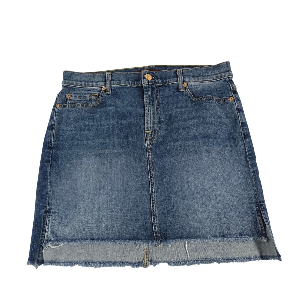 7 For All Mankind Denim Mini Skirt Raw Hem Medium Wash AU9187018 Size 29